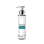 Cosmetic face wash bottle with pump on a white background