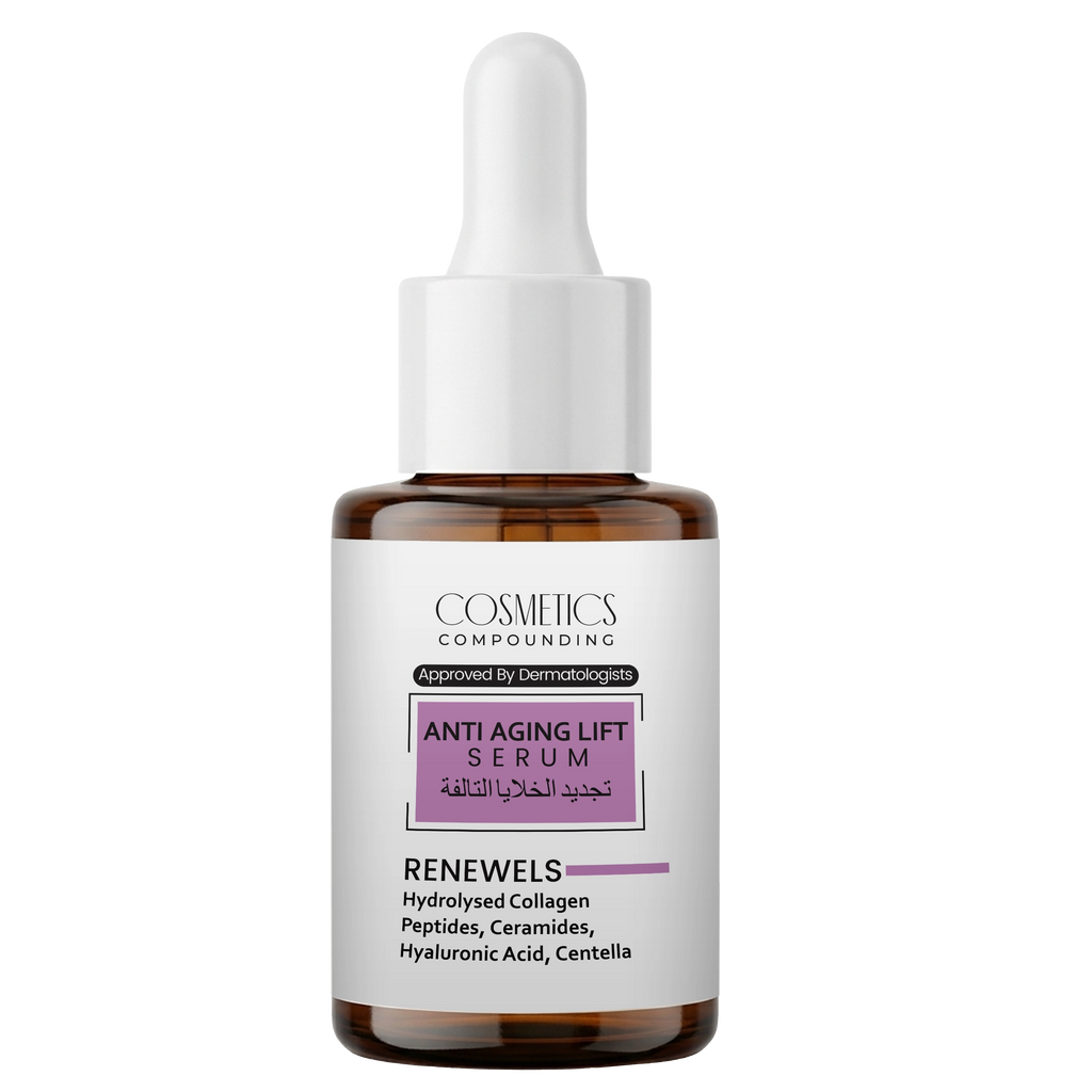 Anti-aging lift serum bottle with dropper