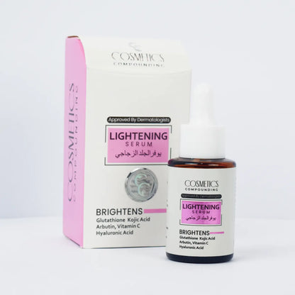 Lightening serum in Pakistan for dark spots, pigmentation, and glowing skin with Kojic Acid, Vitamin C, and Glutathione.