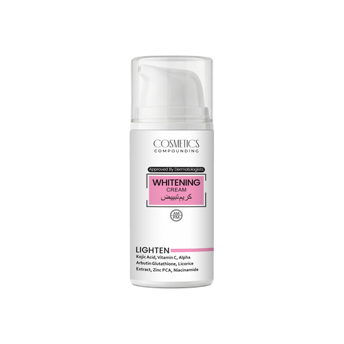 Whitening cream bottle with visible branding on a white background